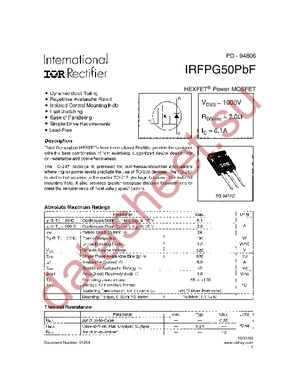 IRFPG50PBF datasheet  